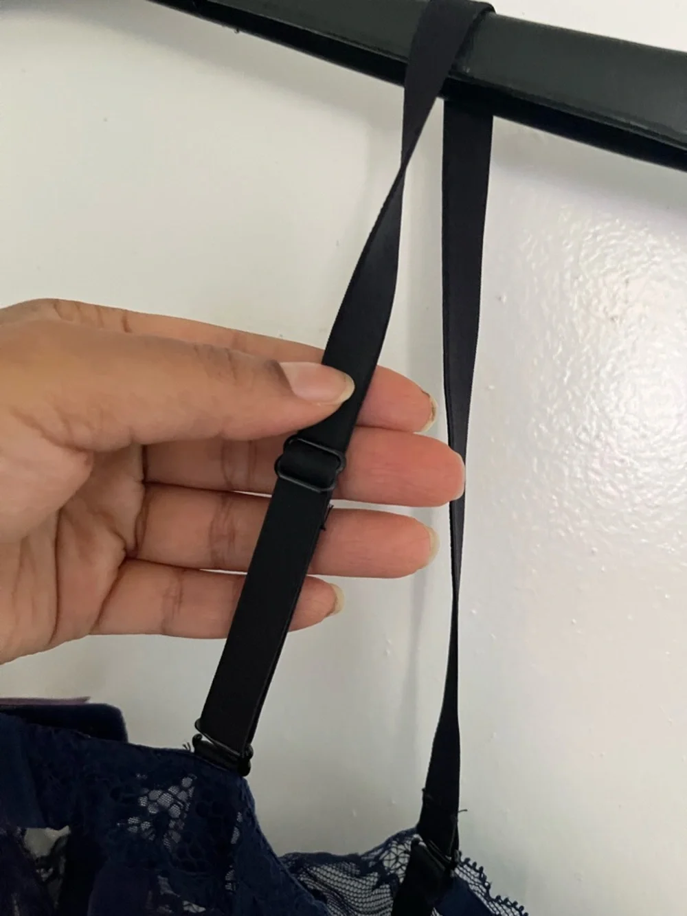 Adore Me Sheer Black Babydoll Chemise with Navy Lace Bust - Picture 9 of 10